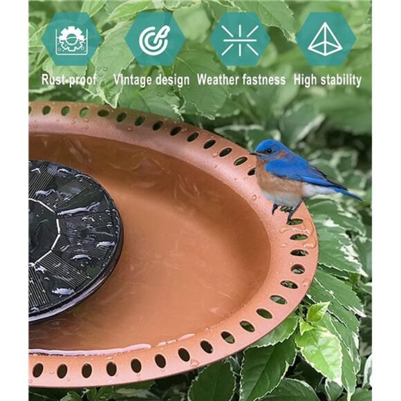 Extra-Large Freestanding Birdbaths Bowl, Detachable Decoration Spa - Picture 7 of 8